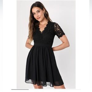Lulus Angel in Disguise black fit and flare / skater dress Size Medium